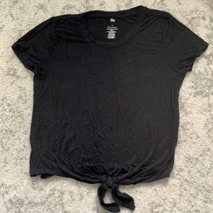 Ultra soft women’s black shirt with tie on bottom